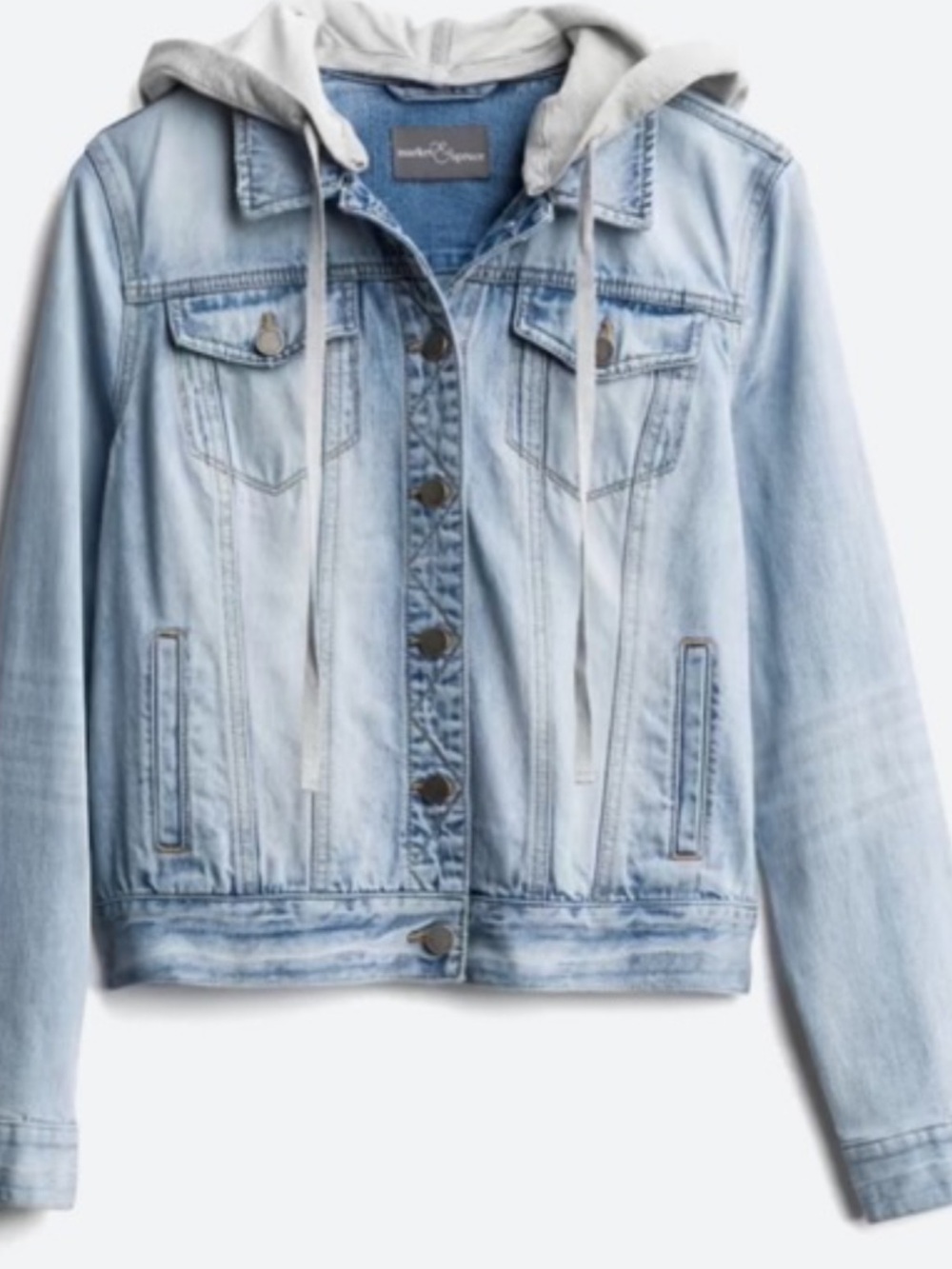Sun + Stone Light Blue Denim Jacket with Gray Hooded Lining - Kids